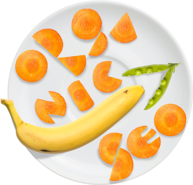 plate with fruits and vegetables